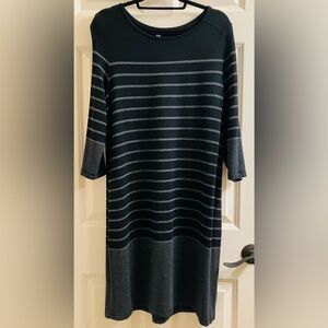 Hilary Radley 3/4 Sleeve Black Gray Knit Dress Size XL